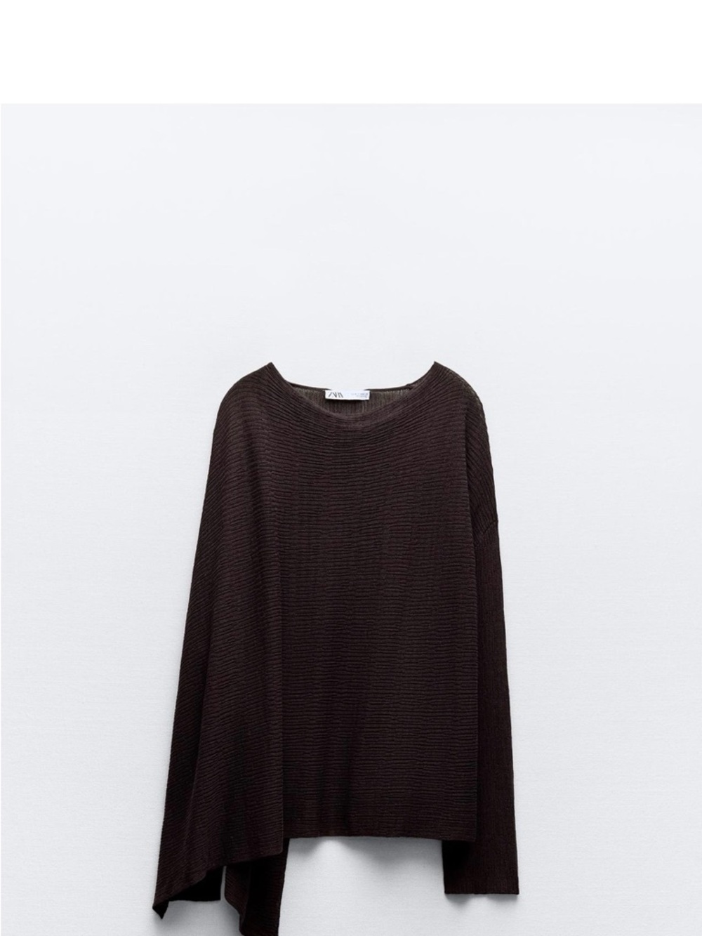 Fine Knit Shawl Sweater - Brown